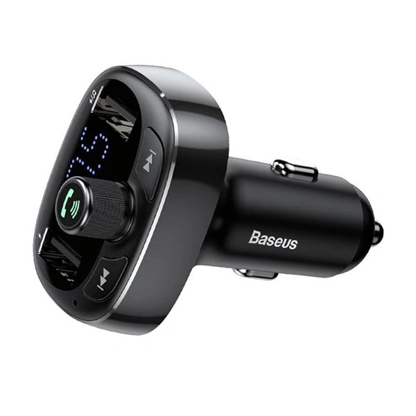 Baseus S09 T-Type Bluetooth Car Charger with FM Transmitter, Dual USB Ports, Handsfree Call, and MP3 Playback