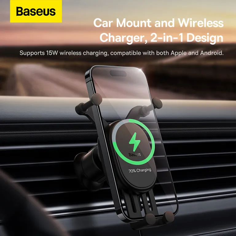 Baseus Stable Gravitational Wireless Charging Car Mount Pro 15W (Air Outlet Version) Black SUWX030001