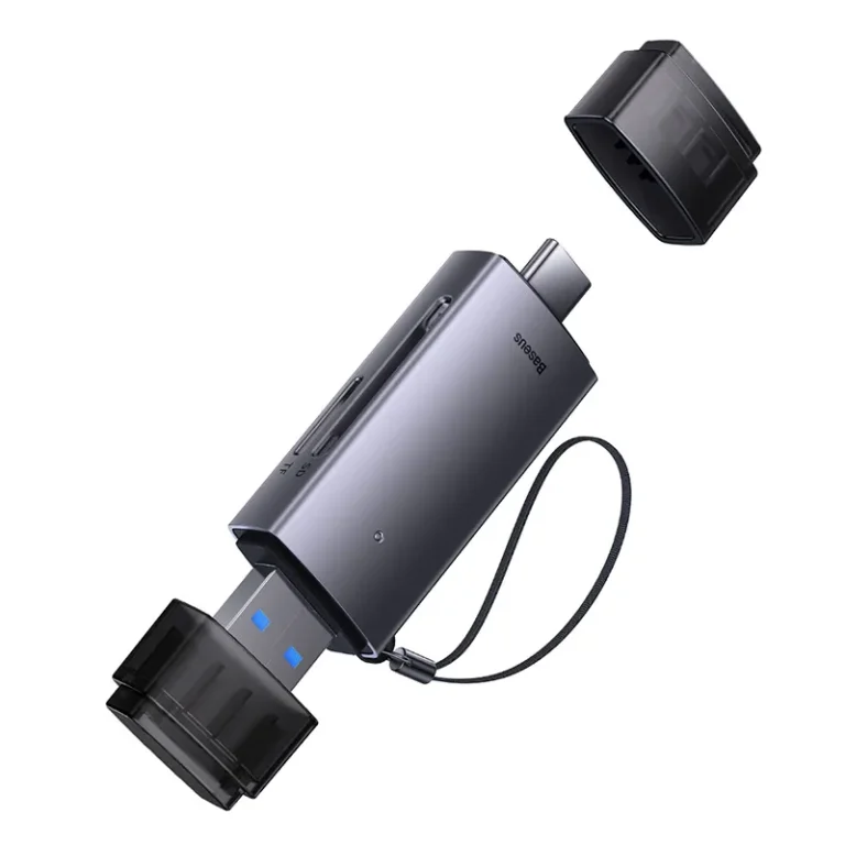 Baseus Dual USB-A & Type-C Card Reader for SD and TF Cards – Grey