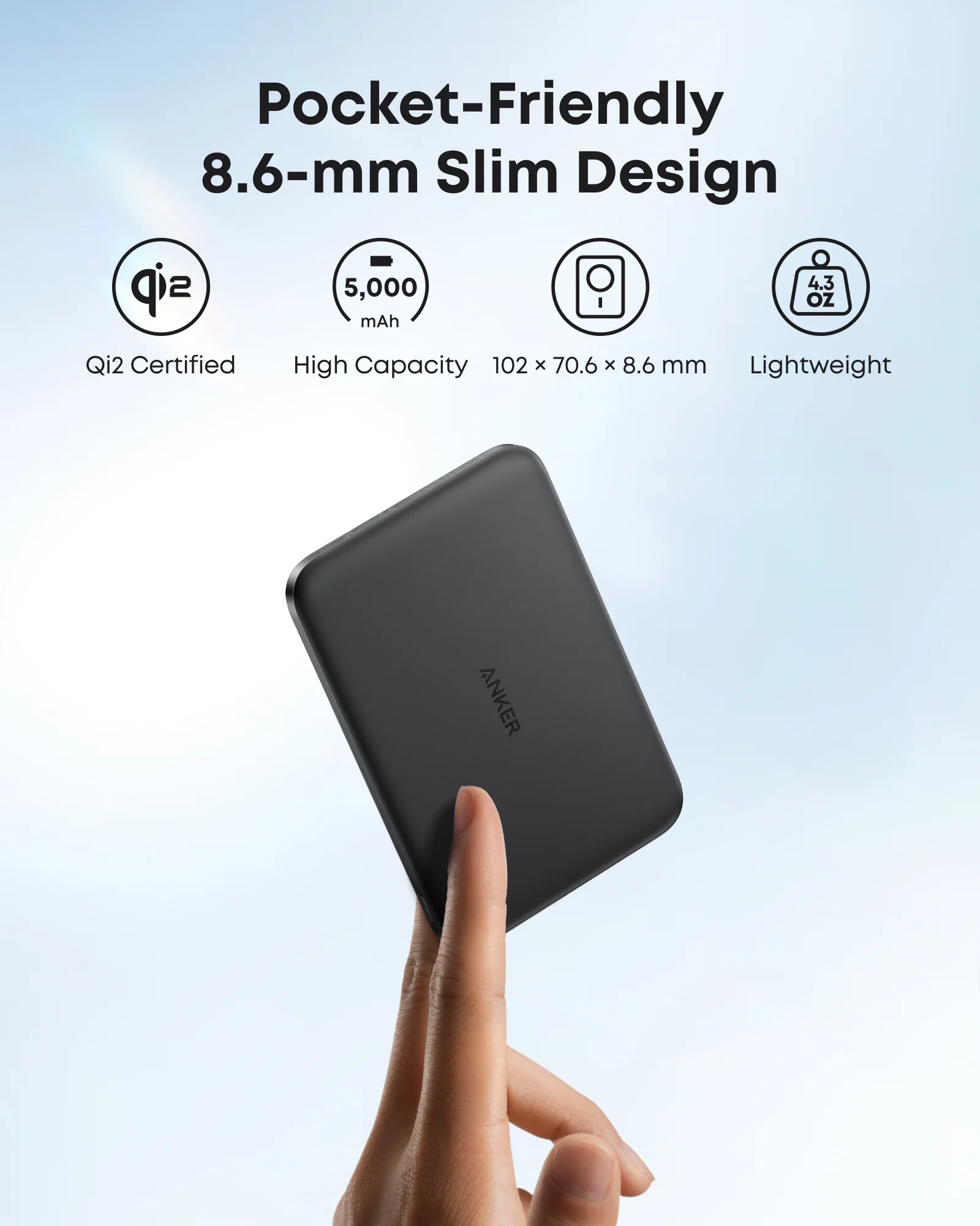 Anker Nano MagGo Qi2 15W 5000mAh Magnetic Wireless Power Bank Ultra Slim Portable Charger