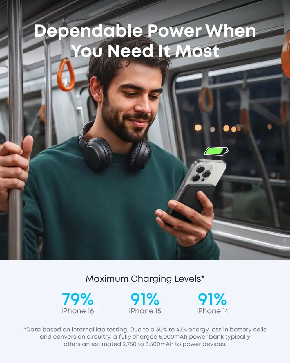 Anker Nano MagGo Qi2 15W 5000mAh Magnetic Wireless Power Bank Ultra Slim Portable Charger