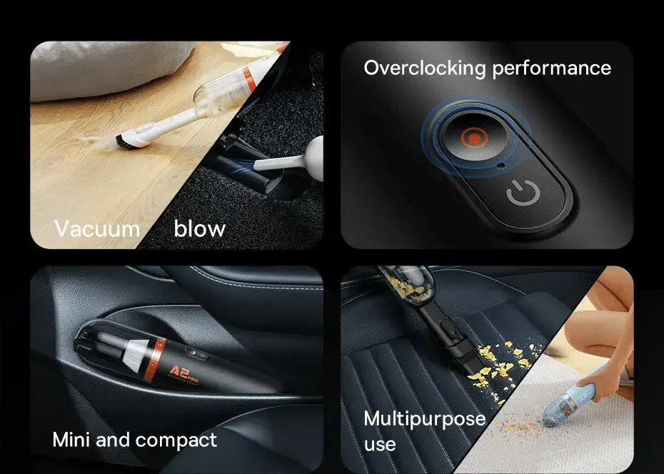 Baseus A2 Pro Cordless Car Vacuum Cleaner with 7000Pa Suction and HEPA Filter