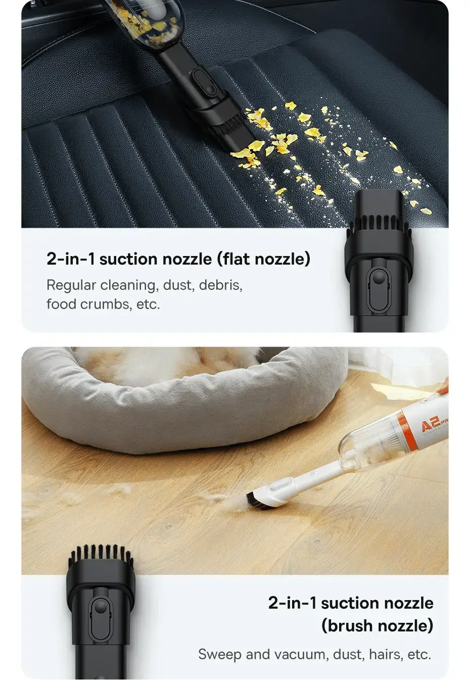 Baseus A2 Pro Cordless Car Vacuum Cleaner with 7000Pa Suction and HEPA Filter