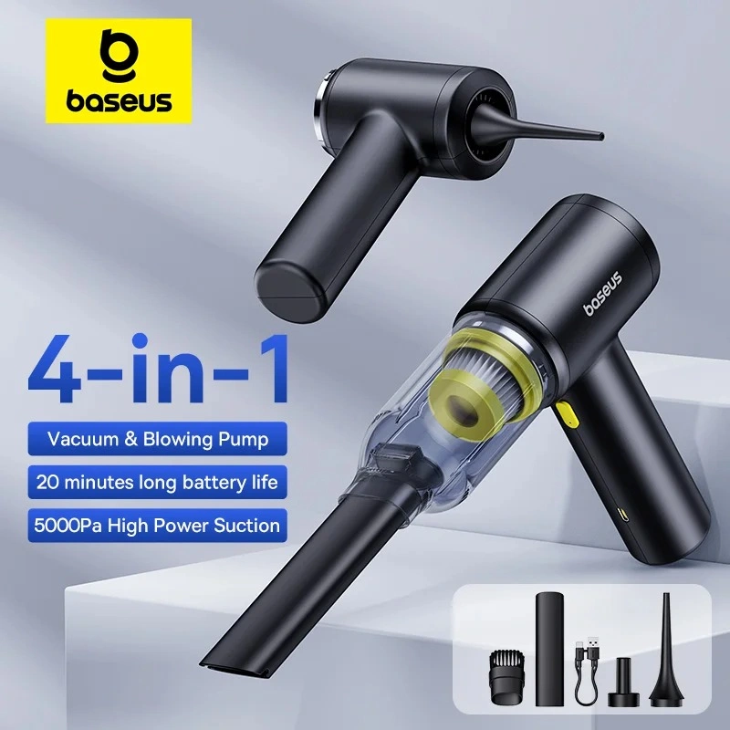 Baseus AT Car Vacuum Cleaner Wireless 5000Pa Dust Blower with Type-C Charging – Cosmic Black