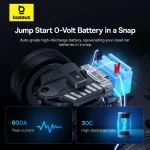 Baseus BS-CH013 600A Car Jump Starter with Power Bank, Tire Inflator, and LED Light