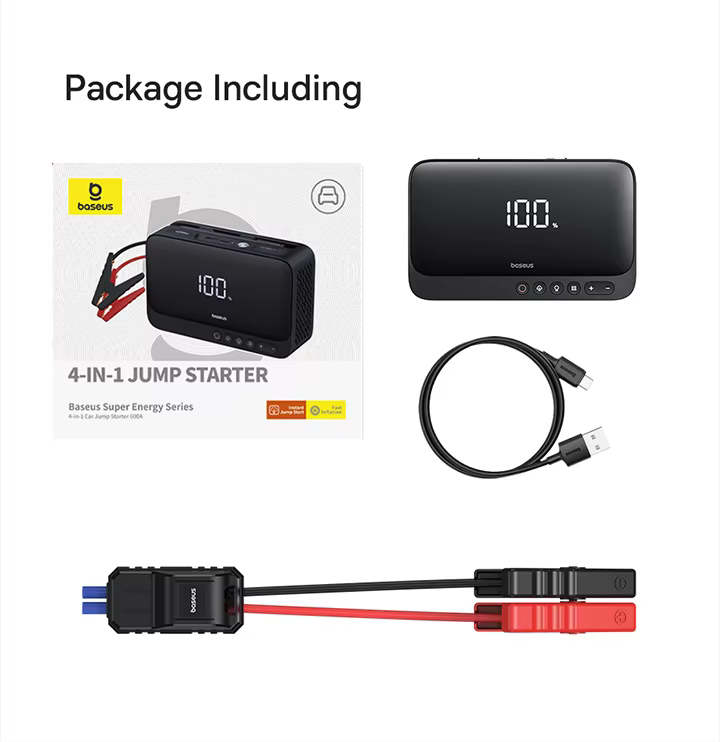 Baseus BS-CH013 600A Car Jump Starter with Power Bank, Tire Inflator, and LED Light

