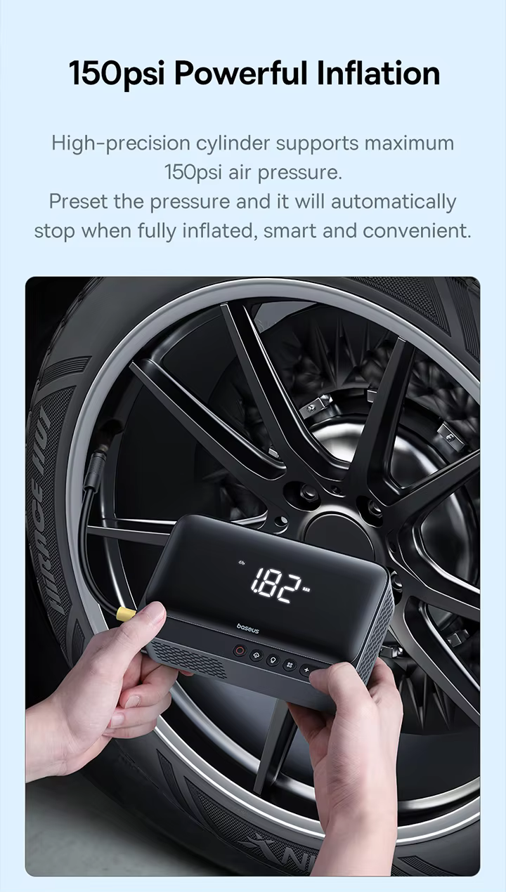 Baseus BS-CH013 600A Car Jump Starter with Power Bank, Tire Inflator, and LED Light

