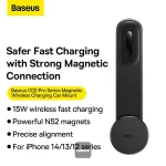 Baseus C02 Pro Magnetic Wireless Charging Car Mount 15W for iPhone and Android – Black