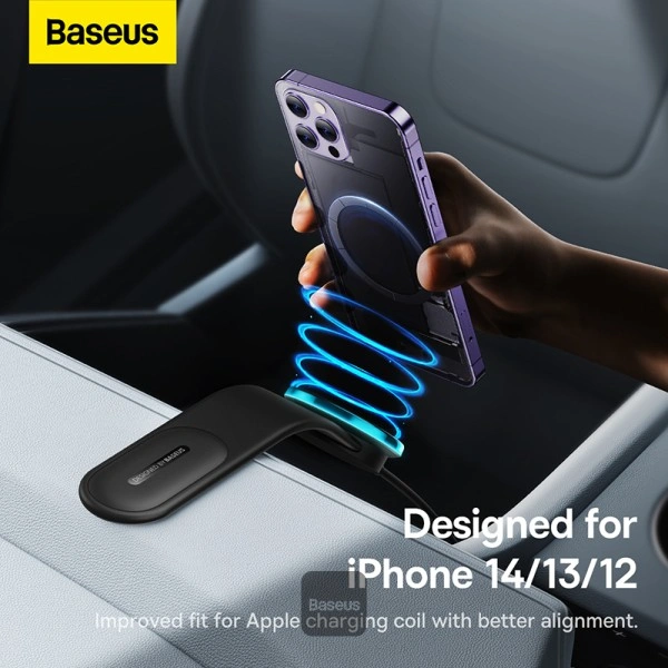 Baseus C02 Pro Magnetic Wireless Charging Car Mount 15W for iPhone and Android – Black