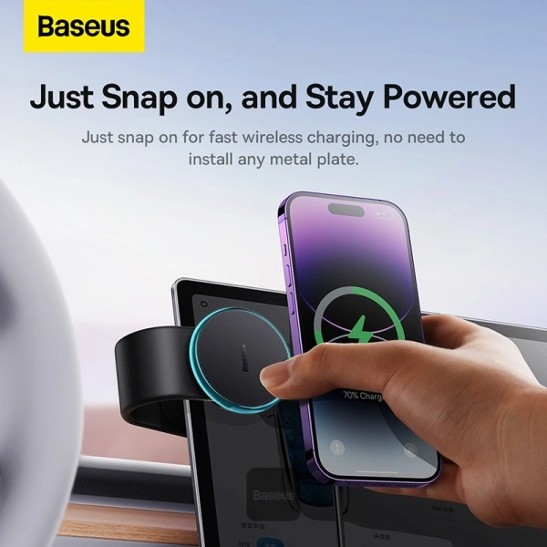 Baseus C02 Pro Magnetic Wireless Charging Car Mount 15W for iPhone and Android – Black