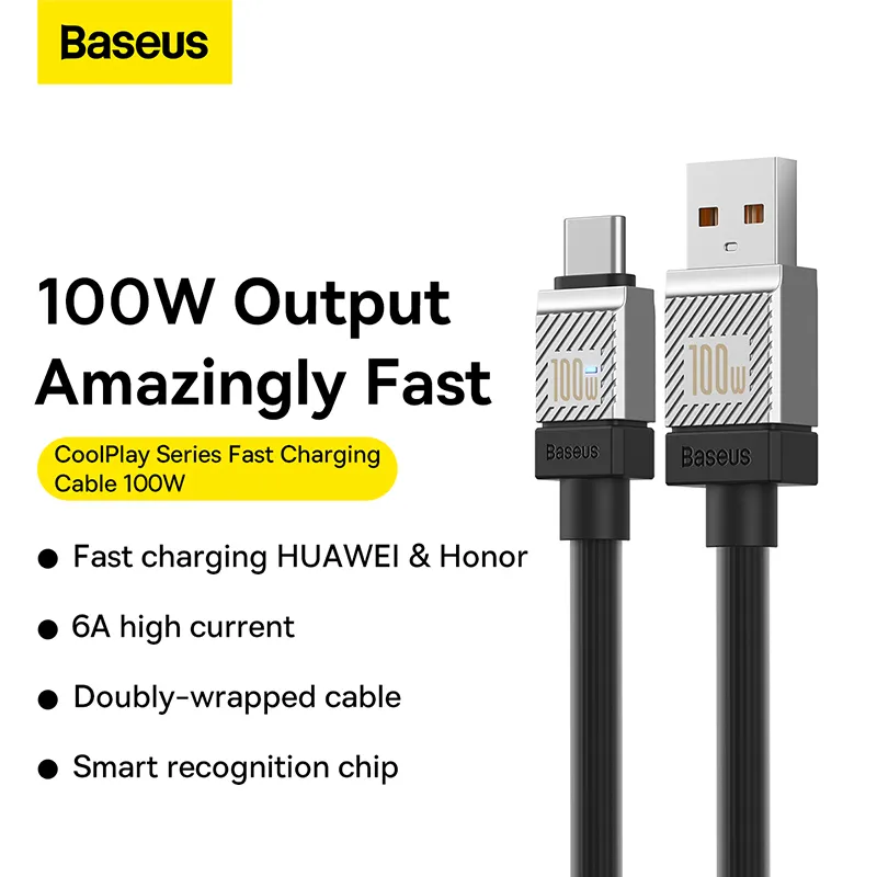 Baseus CoolPlay Series USB‑A to USB‑C Cable 100 W Fast Charging 1 m Black
