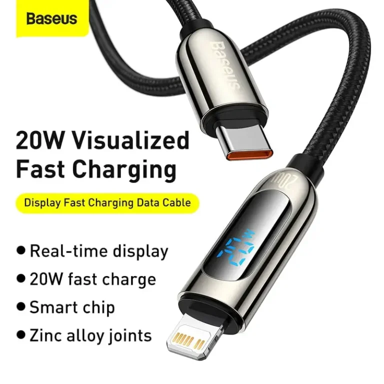 Baseus Type-C to iPhone 20W PD Fast Charging Cable with Digital Display – E Club
