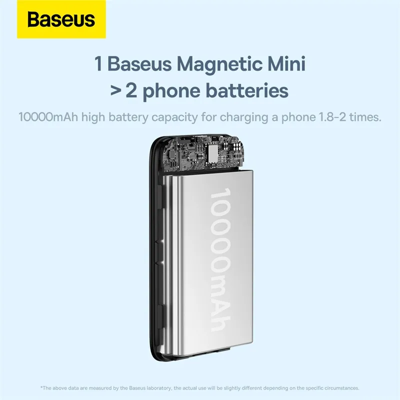 Baseus Magnetic Wireless Power Bank 10000mAh 20W with 60W USB-C Cable – Black