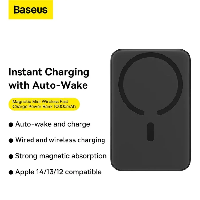 Baseus Magnetic Wireless Power Bank 10000mAh 20W with 60W USB-C Cable – Black
