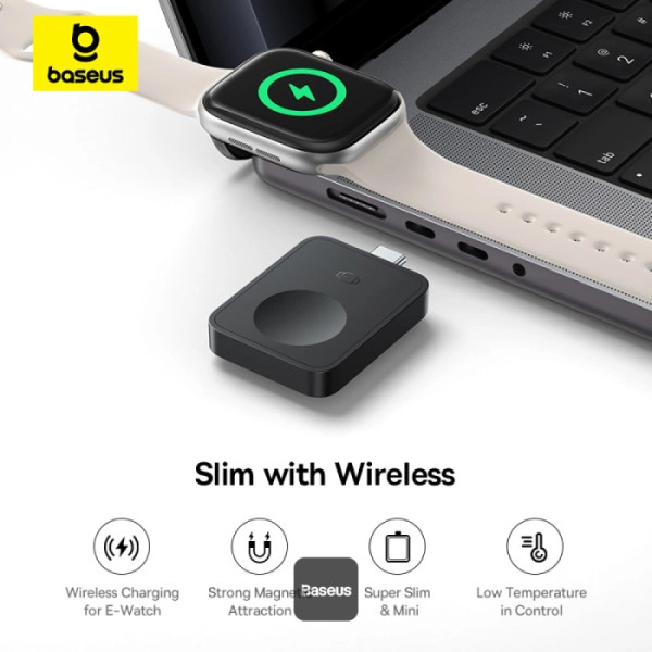 Baseus MagPro Magnetic Wireless Charger for Apple Watch – 2.5W USB-C Travel Charging Pad