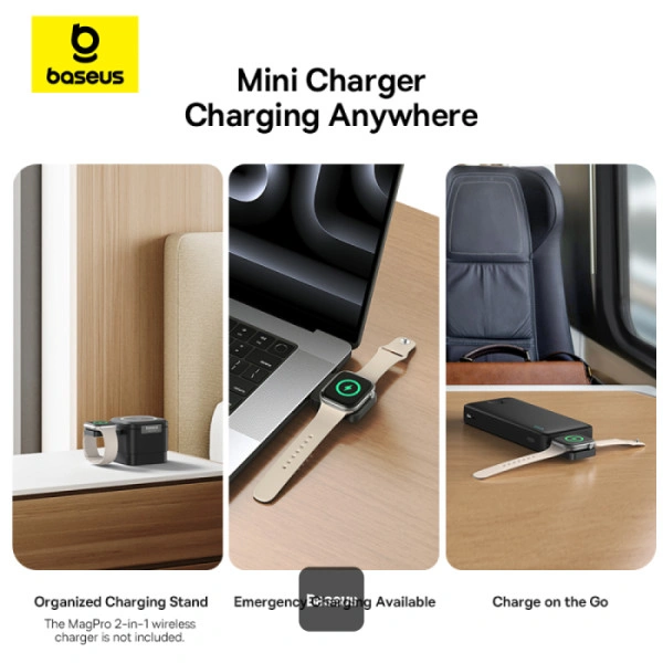 Baseus MagPro Magnetic Wireless Charger for Apple Watch – 2.5W USB-C Travel Charging Pad