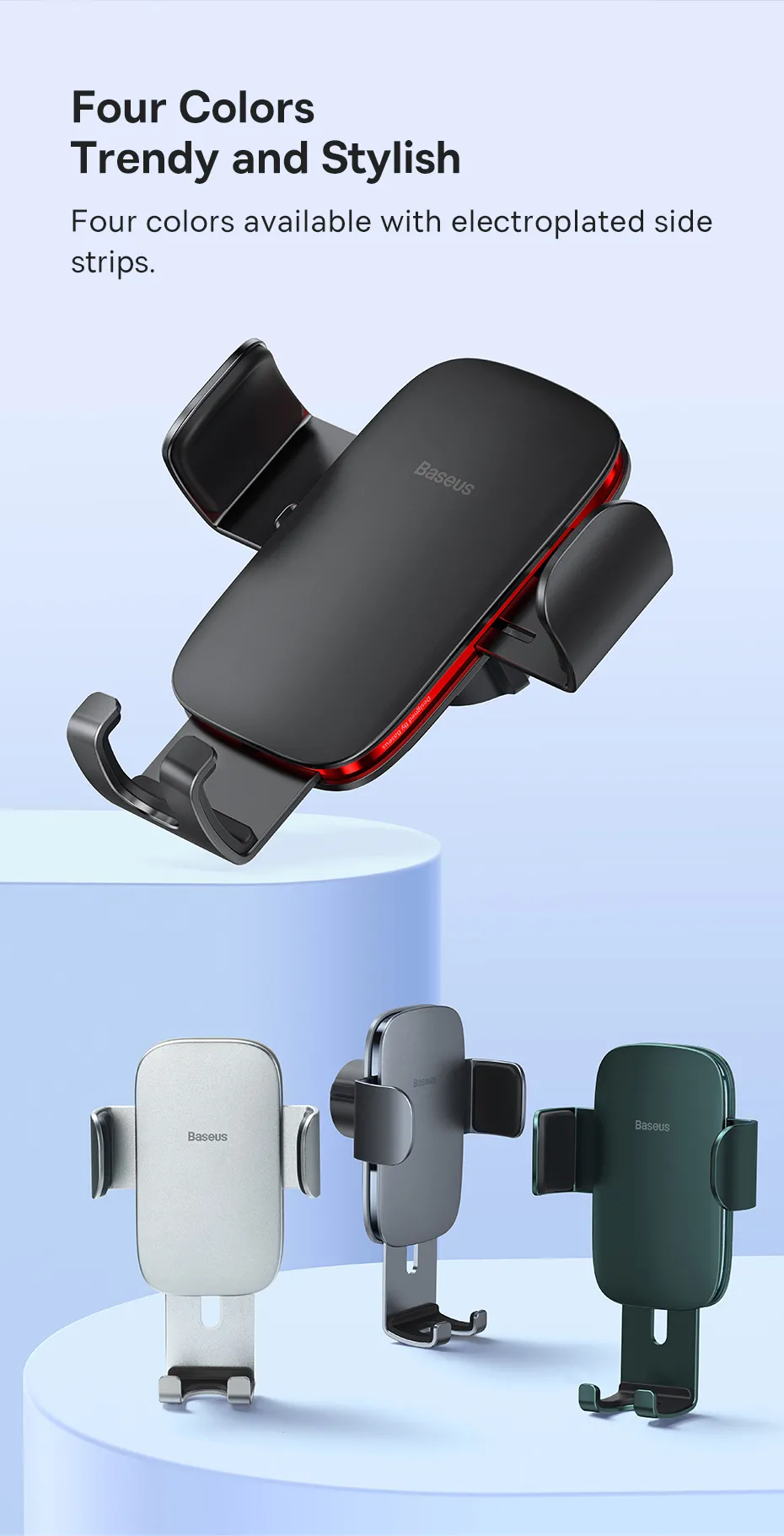 Baseus Metal Age II Gravity Car Phone Holder – Air Vent Mount with Automatic Locking for 4 to 6 Inch Smartphones