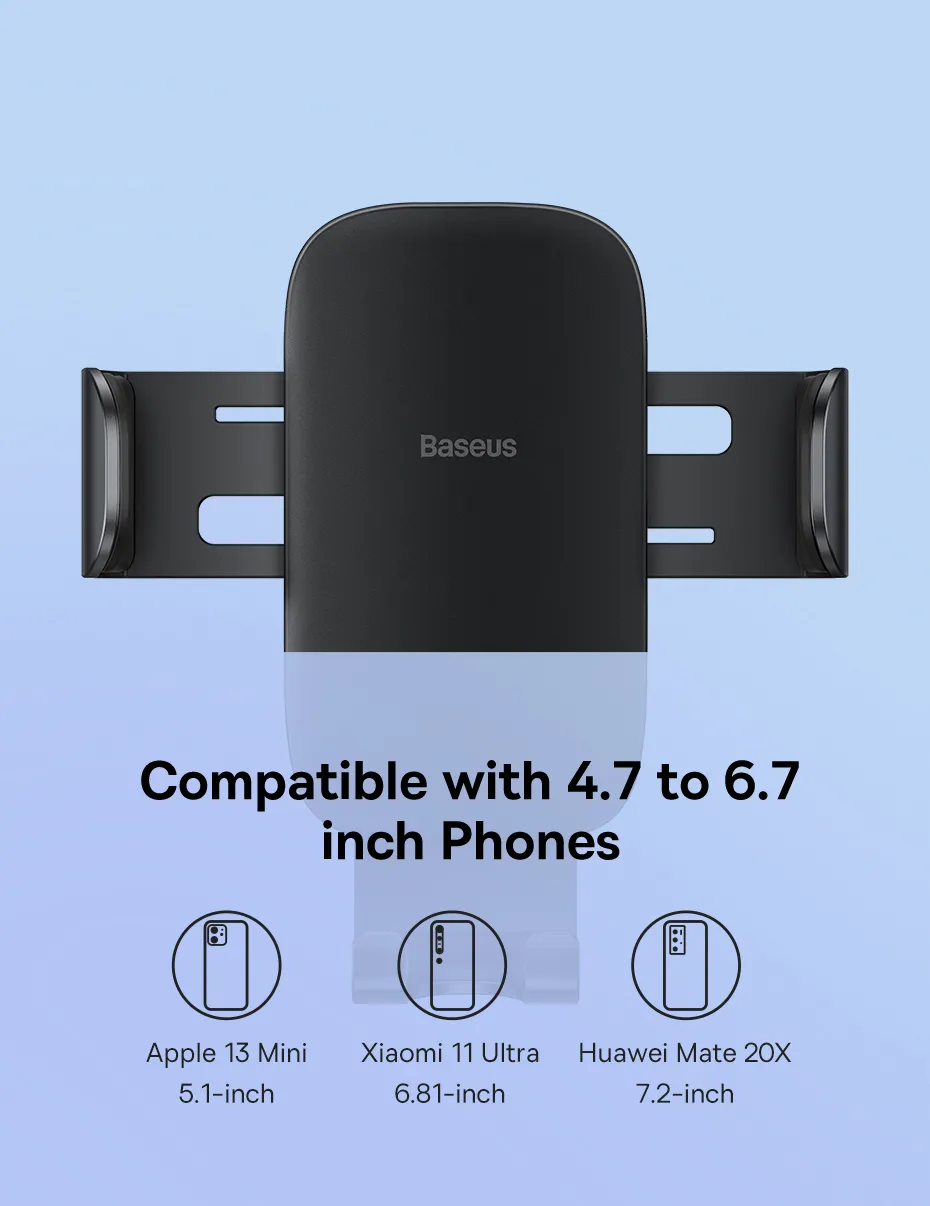 Baseus Metal Age II Gravity Car Phone Holder – Air Vent Mount with Automatic Locking for 4 to 6 Inch Smartphones