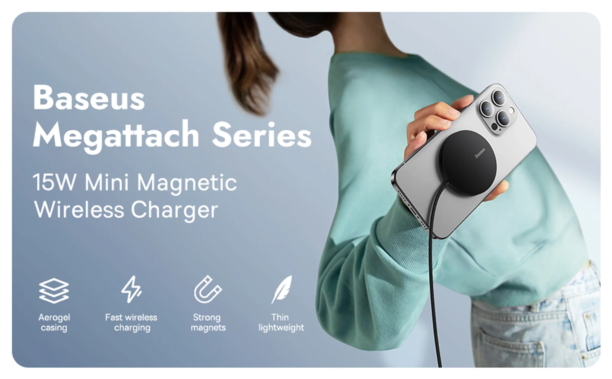 Baseus Simple Mini3 15W MagSafe Magnetic Wireless Charger Snap-On Pad for iPhone