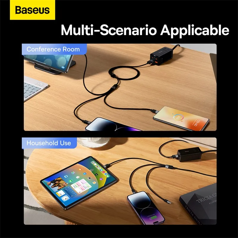 Baseus StarSpeed 3-in-1 Fast Charging Data Cable USB to Lightning Type-C Micro USB 0.6m Black