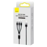 Baseus StarSpeed 3-in-1 Fast Charging Data Cable USB to Lightning Type-C Micro USB 0.6m Black