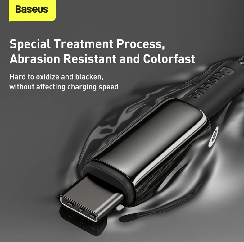 Baseus Tungsten Gold 100W Fast Charging Cable Type-C to Type-C 2m Black Nylon Braided