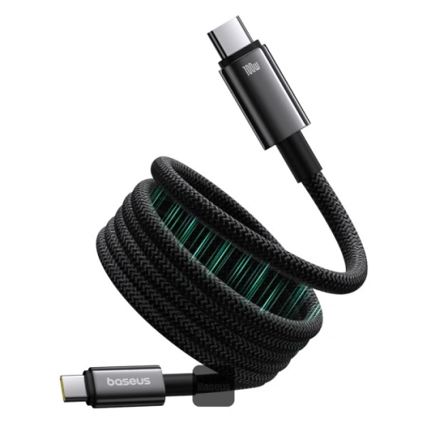 Baseus Tungsten Gold Magnetic 100 W USB‑C to USB‑C Fast Charging Cable 1 m Black