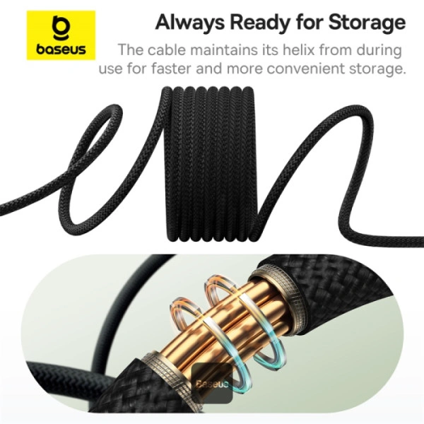 Baseus Tungsten Gold Magnetic 100 W USB‑C to USB‑C Fast Charging Cable 1 m Black