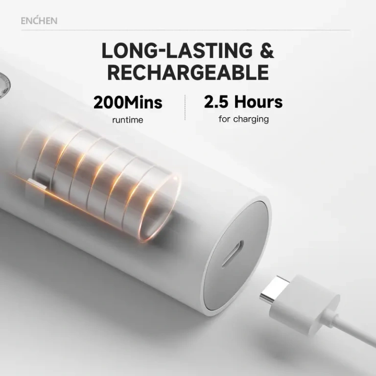 Enchen Boost 2 cordless hair clipper with stainless‑steel blades and USB‑C charging