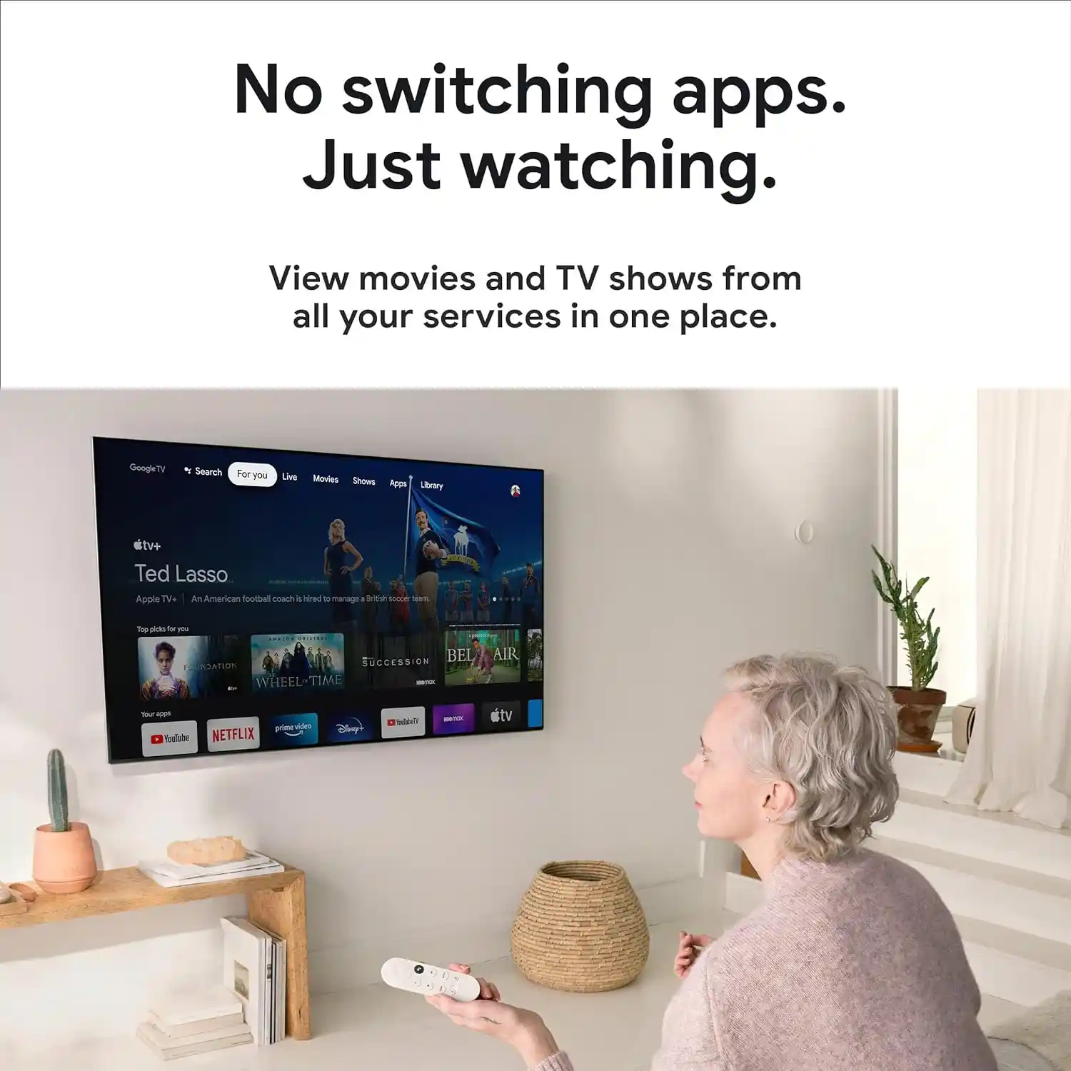 Google Chromecast With Google TV 4K HDR Streaming Device with Google Assistant and Voice Remote – Supports Netflix, YouTube, Disney+, and more