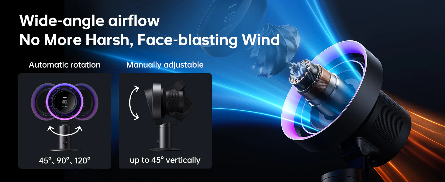 JisuLife Table Fan Pro3 turbo desk fan with 7‑color ambient light and 8000 mAh battery