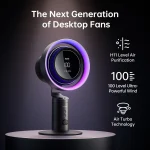 JisuLife Table Fan Pro3 turbo desk fan with 7‑color ambient light and 8000 mAh battery
