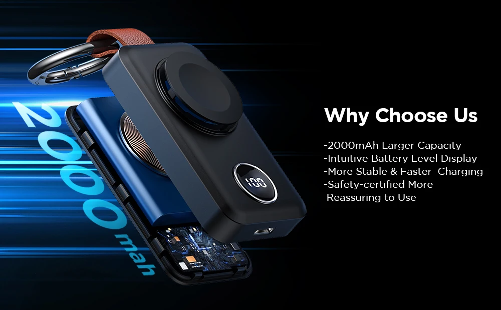 Joyroom JR-WQW01 2000mAh Portable Wireless Charger for Apple Watch Series 3 to Ultra