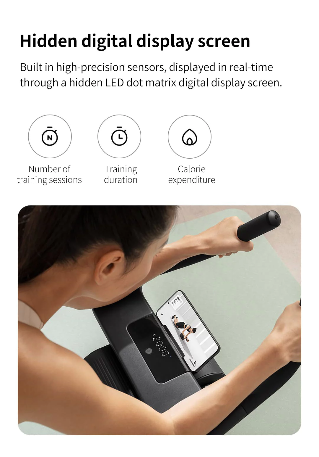 Mijia Smart Abdominal Wheel MJJFL01YM with Self-Rebound, LED Display, and App-Guided Training