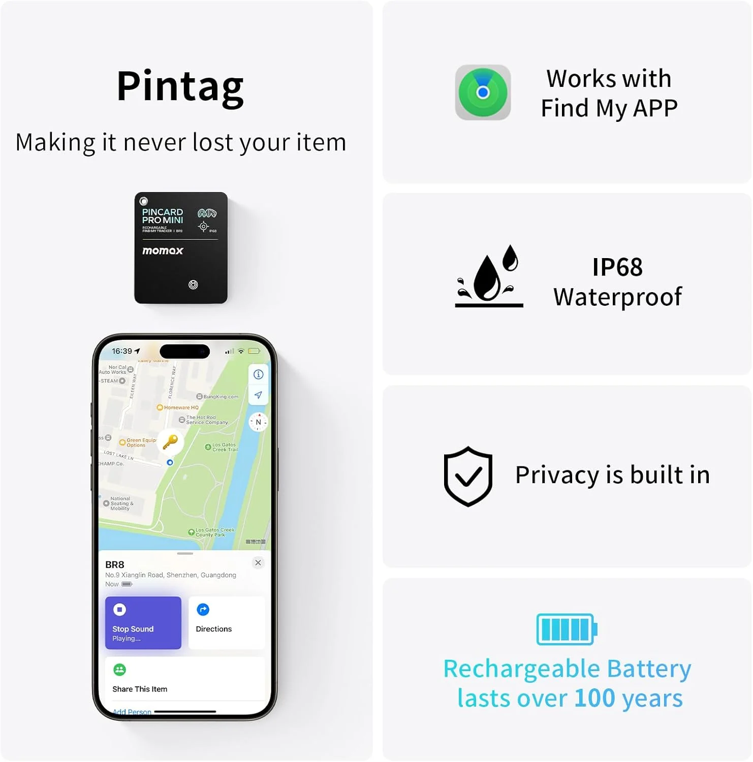momax-pincard-pro-mini-rechargeable-bluetooth-tracker-ip68-apple-find-my