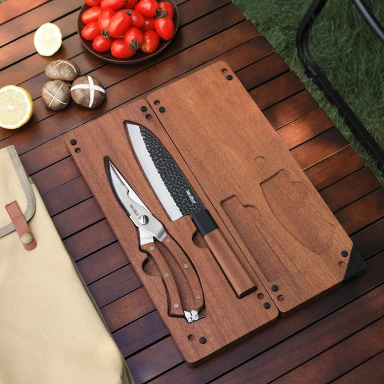 NexTool Camp Chef Cookware NE20171 – Cutting board with knife, scissors, and sharpener in waterproof outdoor set