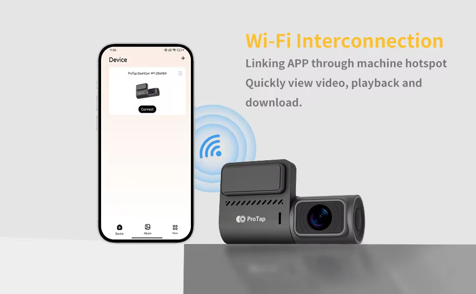 Protap M1 Dash Cam 1440P Car Camera with 130° FOV, Night Vision, and 24H Parking Monitor