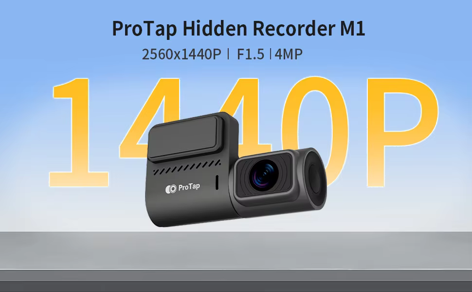 Protap M1 Dash Cam 1440P Car Camera with 130° FOV, Night Vision, and 24H Parking Monitor