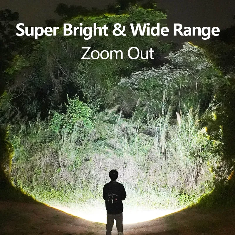 Smiling Shark SD1023 LED Flashlight with hook, USB rechargeable, 3 lighting modes, COB side light, camping-ready torch