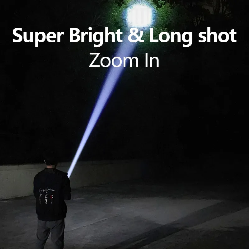 Smiling Shark SD1023 LED Flashlight with hook, USB rechargeable, 3 lighting modes, COB side light, camping-ready torch