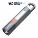 Smiling Shark SD1023 LED Flashlight with hook, USB rechargeable, 3 lighting modes, COB side light, camping-ready torch
