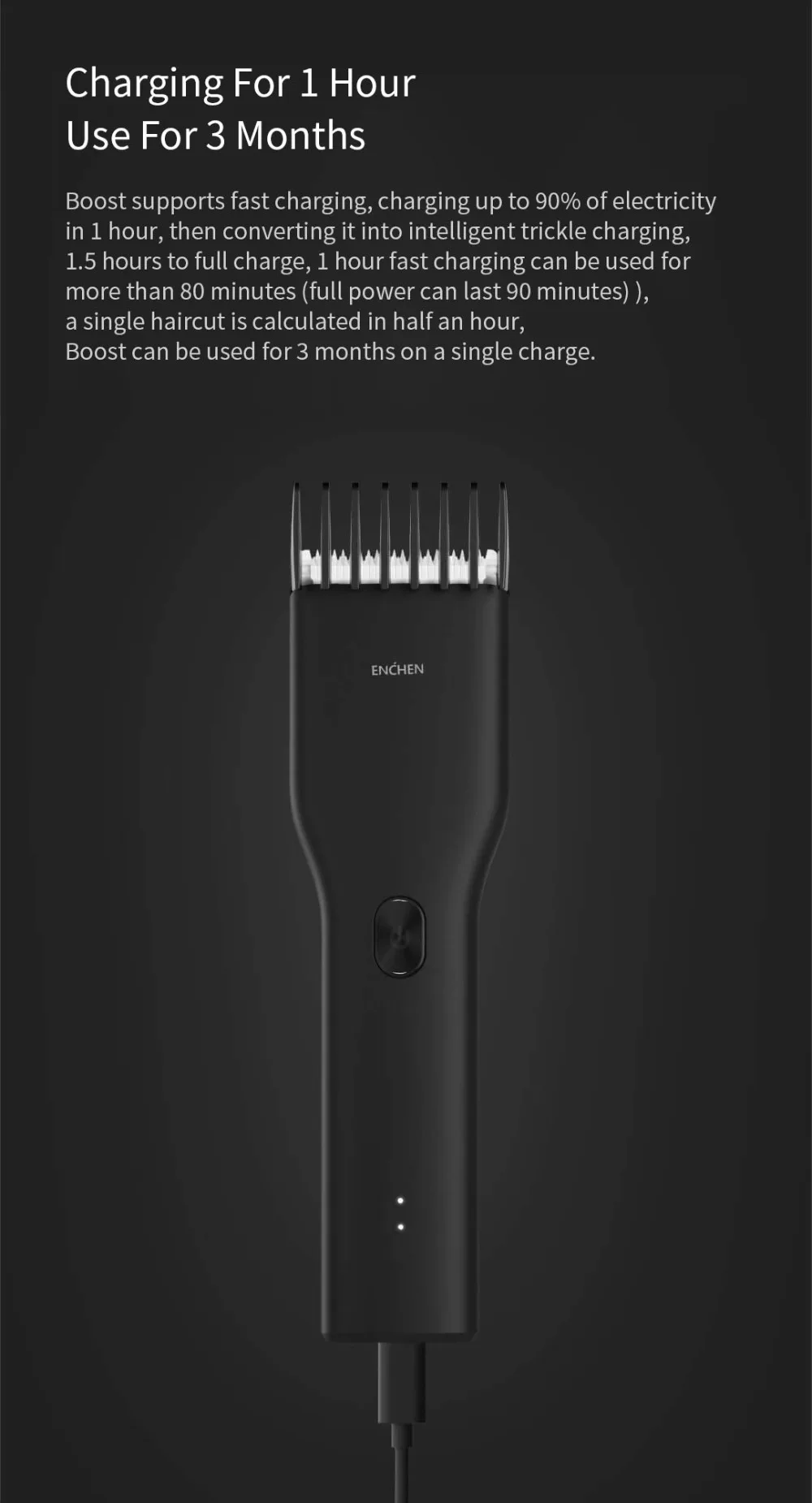 Xiaomi Enchen Boost Hair Clipper USB Rechargeable Adjustable Trimmer for Men and Kids