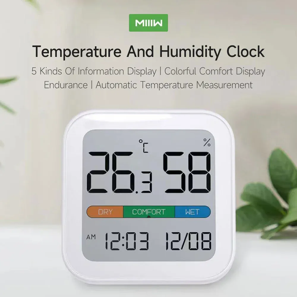 Xiaomi MIIIW Comfort Temperature and Humidity Clock S210 with LCD Display and Environmental Monitor