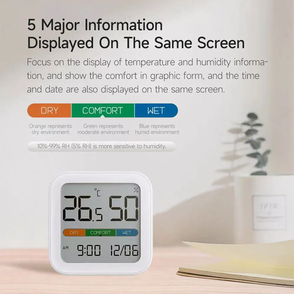 Xiaomi MIIIW Comfort Temperature and Humidity Clock S210 with LCD Display and Environmental Monitor