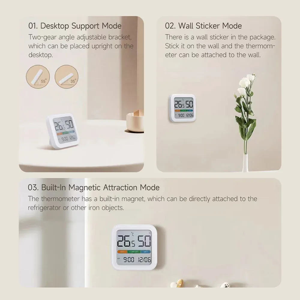 Xiaomi MIIIW Comfort Temperature and Humidity Clock S210 with LCD Display and Environmental Monitor