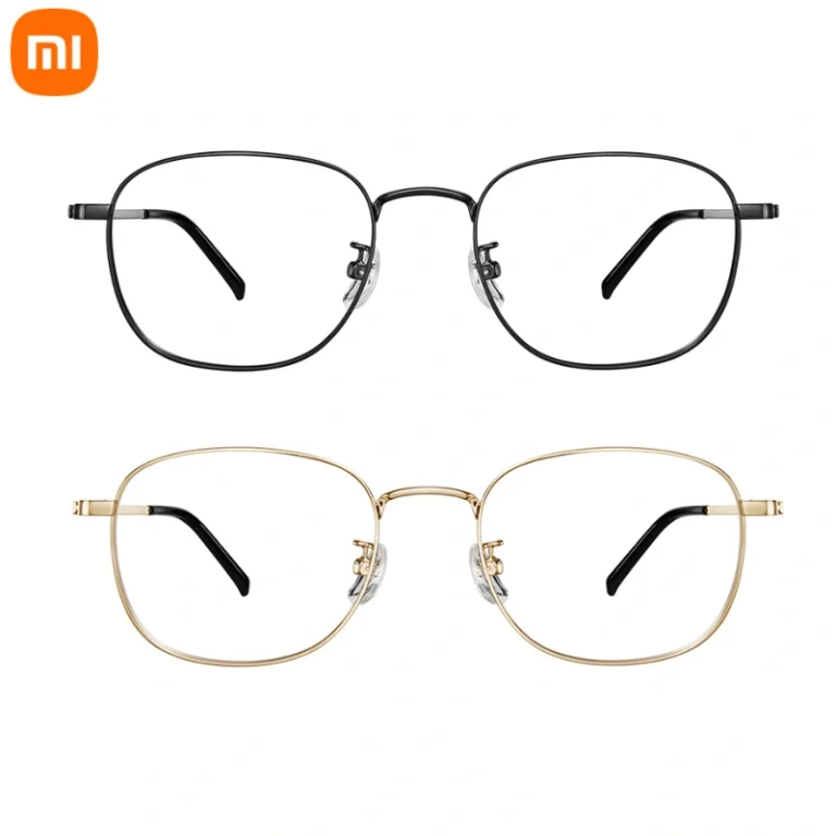 Xiaomi Mijia Blue Light Filter Monitor Glasses with nickel-free metal frame, available in black and rose gold, with 40%+ blue light protection and retro style HMJ06LM