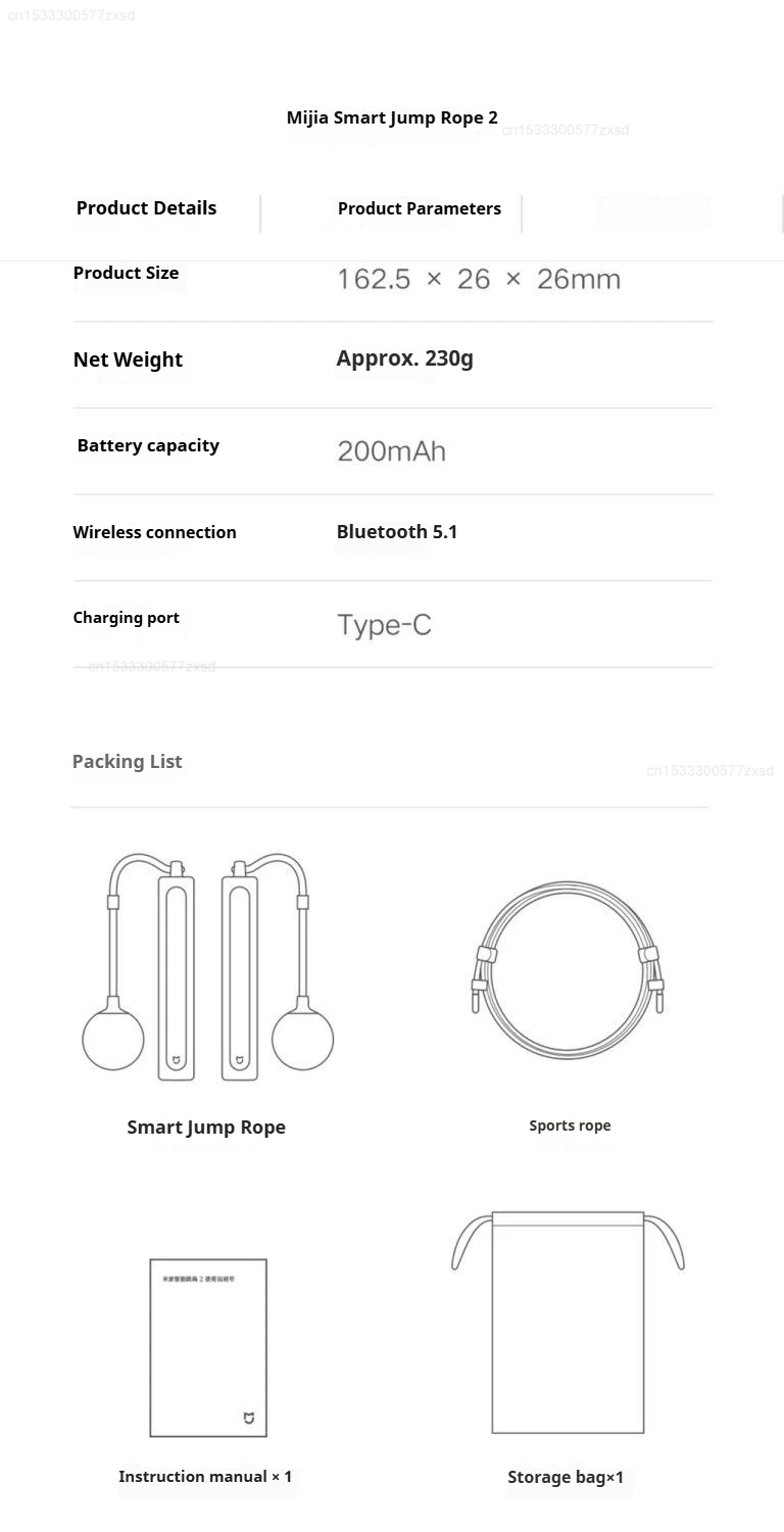 Xiaomi Mijia Smart Skipping Rope 2 with Bluetooth, LED Display, and Calorie Tracker