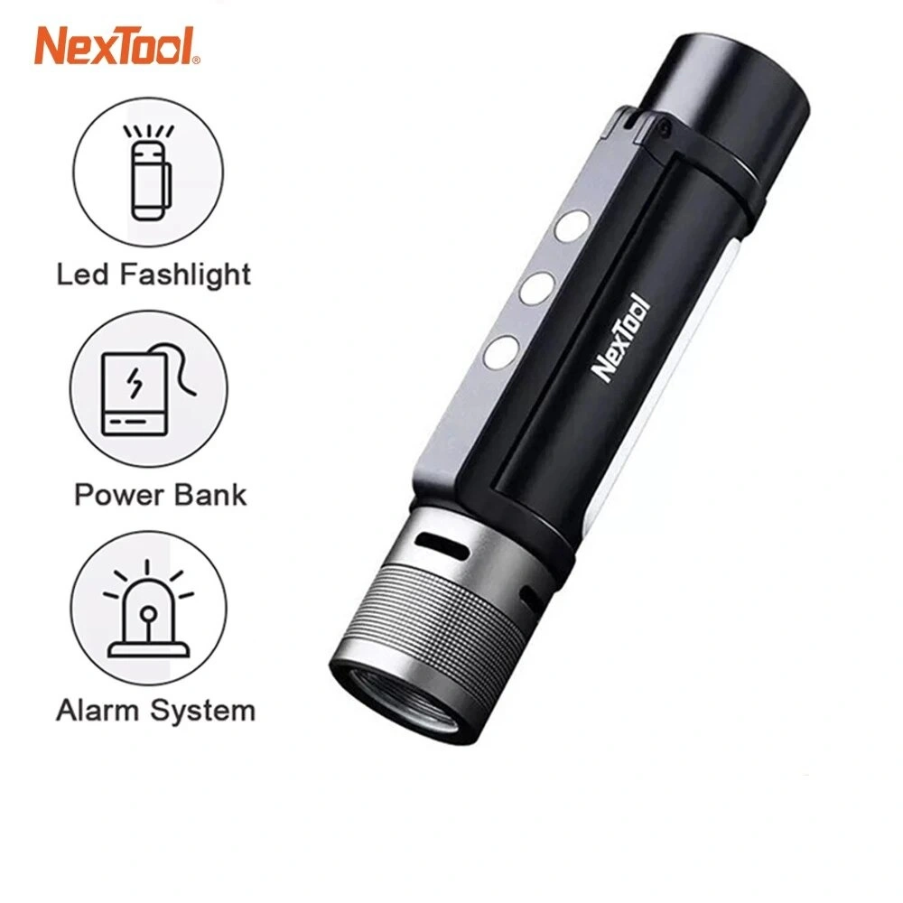 Xiaomi NexTool Outdoor 6 in 1 Thunder Flashlight – 1000 lumen zoomable LED light with USB charging, power bank, emergency siren, and magnetic handle