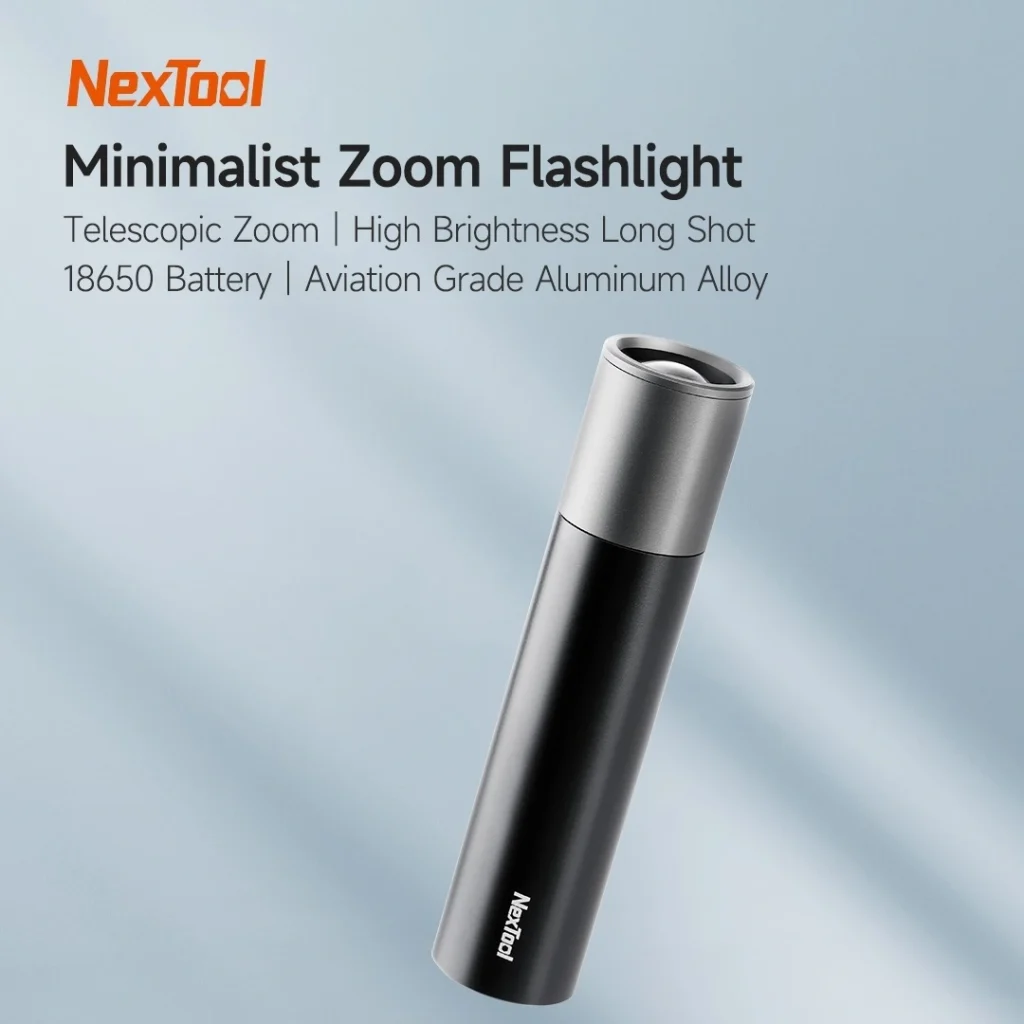 Xiaomi NexTool Simplicity Zoom Flashlight NE20162 – USB rechargeable, 1200mAh, telescopic focus torch with dual brightness modes