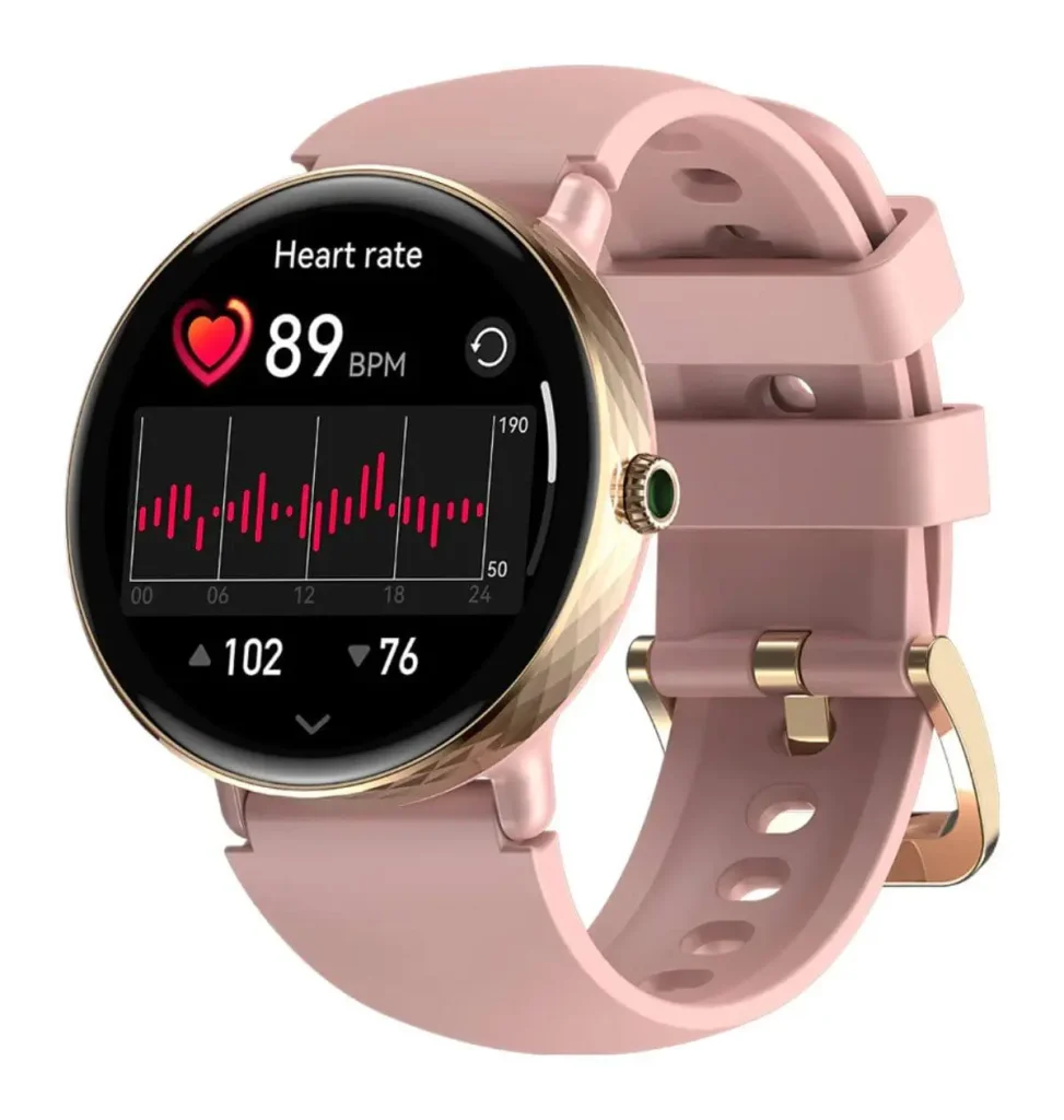 Zeblaze Lily 2 AMOLED women’s smartwatch with dual straps in rose gold